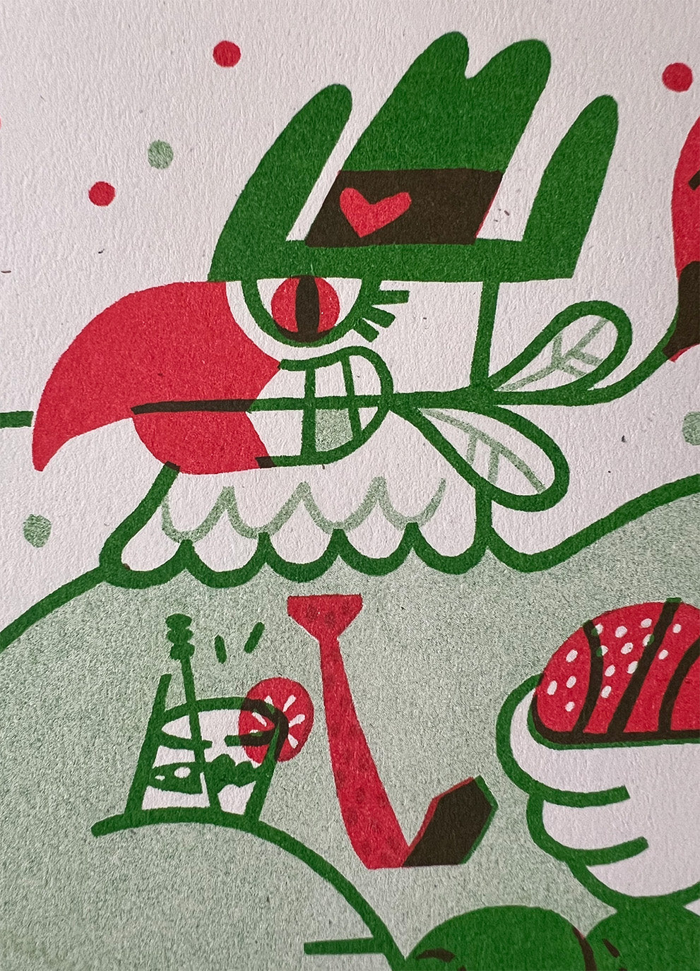 Bird on a Bike - Mini Riso Print